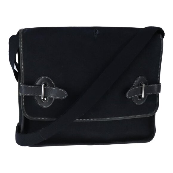 HERMES Buenaventura Shoulder Bag Canvas Black Auth - Picture 5 of 15